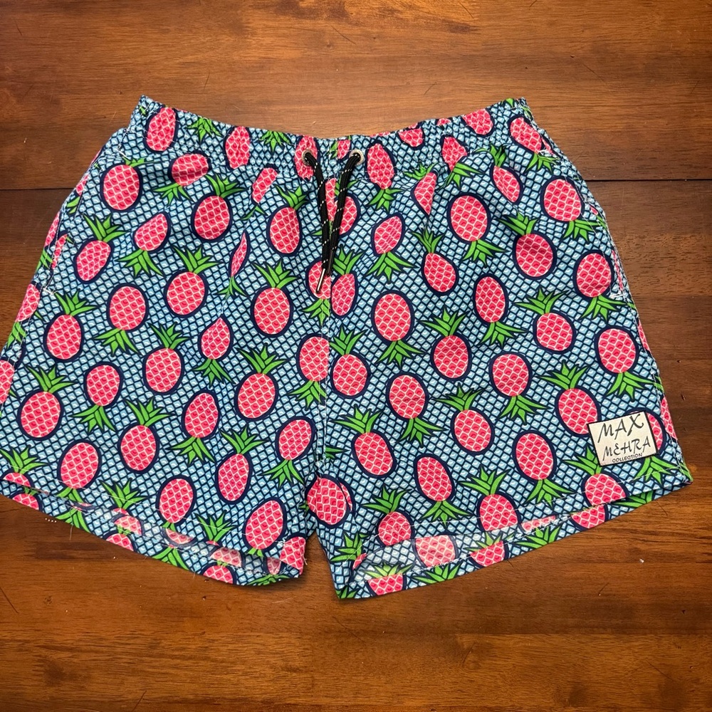 Max Mehra Collection Pineapple Print Swim Shorts - Blue, Pink & Green